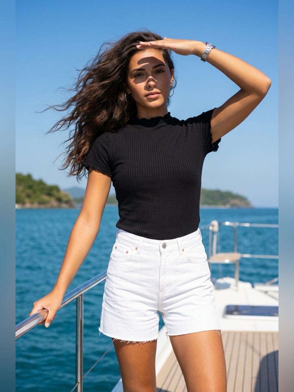 New Look Black Ribbed Short Sleeve Tee